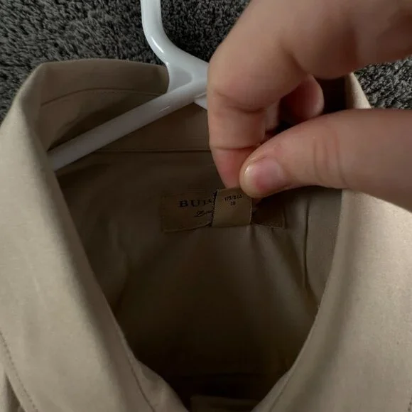 NWT Burberry London Women US 6 (40) Button Up Shirt Beige Cotton Stretch Ladies - Picture 9 of 16